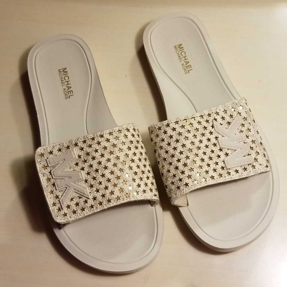 Michael Kors Slides Sandals Flip Flops White